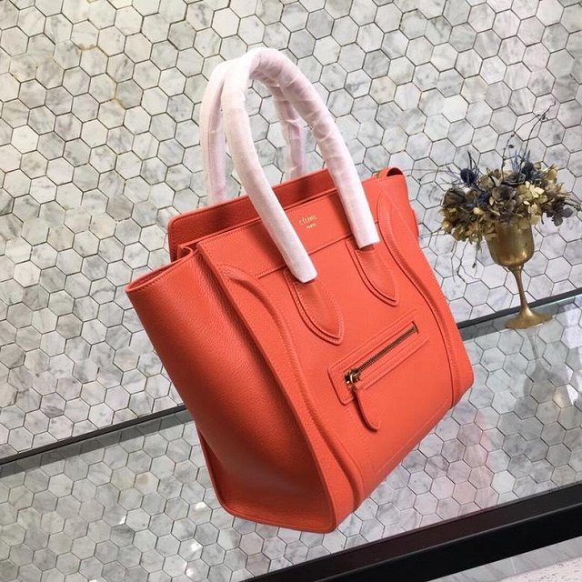 Celine original grained calfskin micro luggage handbag 189793 orange