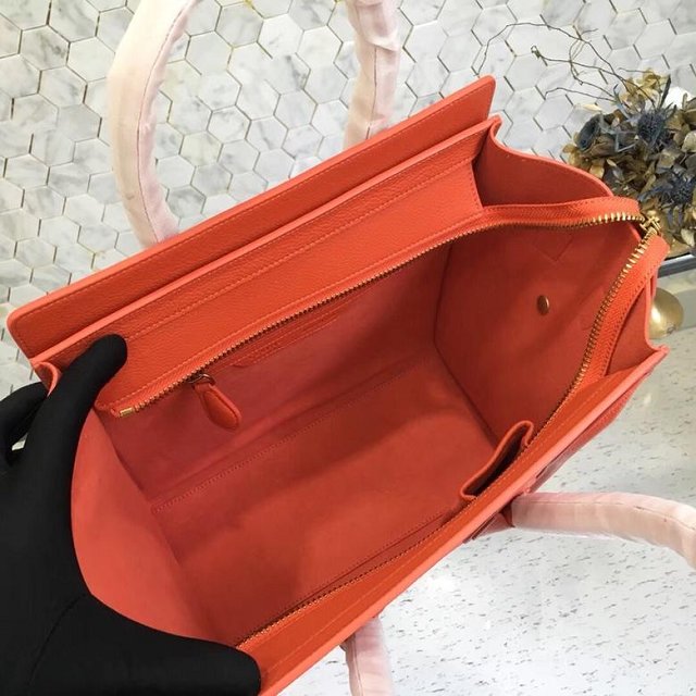 Celine original grained calfskin micro luggage handbag 189793 orange