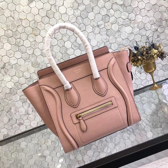 Celine original grained calfskin micro luggage handbag 189793 pink