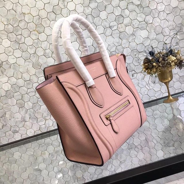 Celine original grained calfskin micro luggage handbag 189793 pink