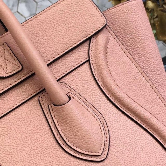 Celine original grained calfskin micro luggage handbag 189793 pink