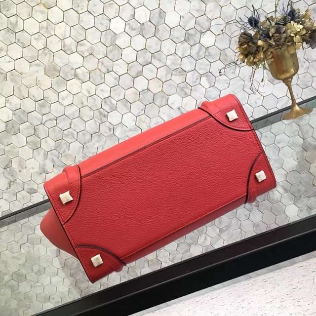 Celine original grained calfskin micro luggage handbag 189793 red