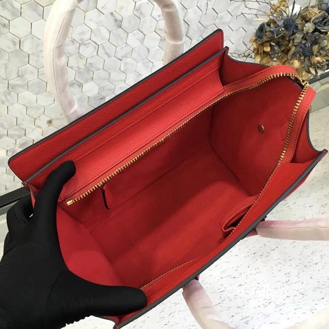 Celine original grained calfskin micro luggage handbag 189793 red