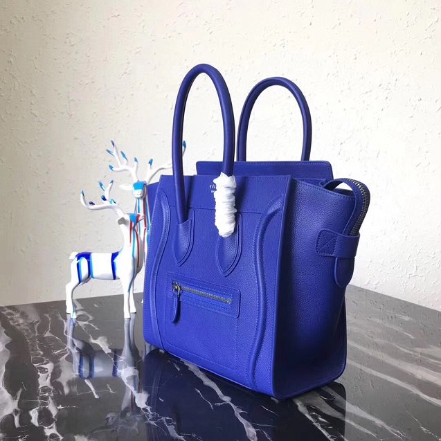 Celine original grained calfskin micro luggage handbag 189793 royal blue