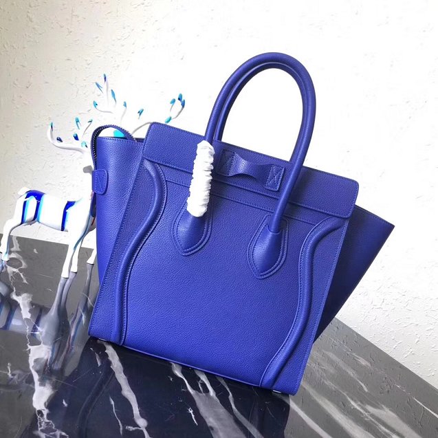 Celine original grained calfskin micro luggage handbag 189793 royal blue