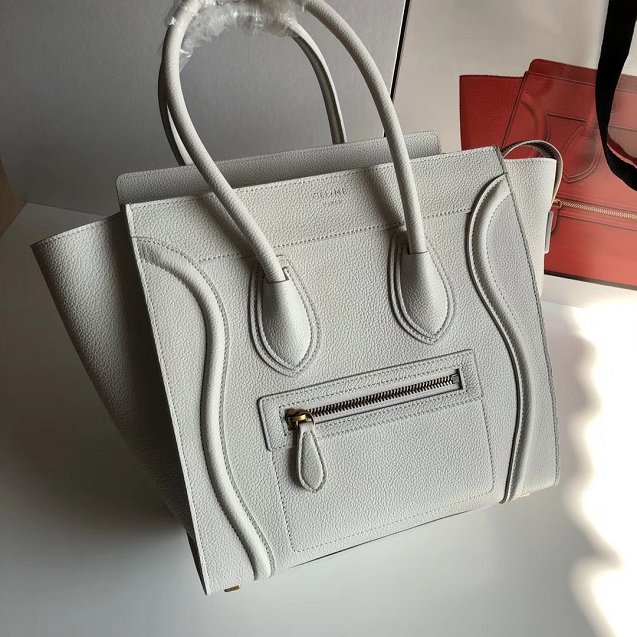 Celine original grained calfskin micro luggage handbag 189793 white
