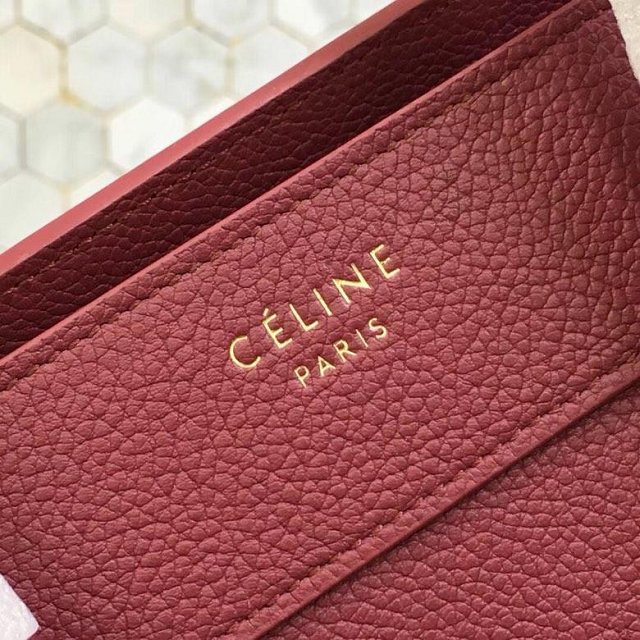 Celine original grained calfskin micro luggage handbag 189793 wine red