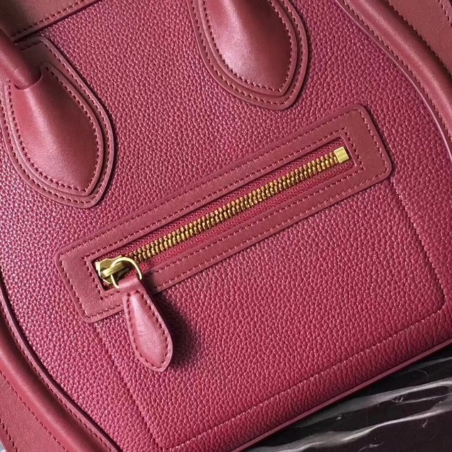 Celine original smooth&grained calfskin micro luggage handbag 189793 bordeaux