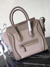 Celine original smooth&grained calfskin micro luggage handbag 189793 light grey