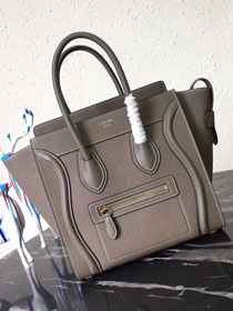 Celine original smooth&grained calfskin micro luggage handbag 189793 grey