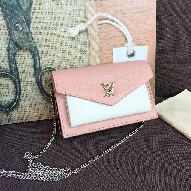 2019 Louis vuitton original calfskin mylockme chain pochette M63980 pink