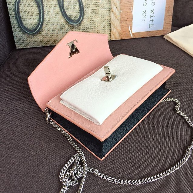 2019 Louis vuitton original calfskin mylockme chain pochette M63980 pink