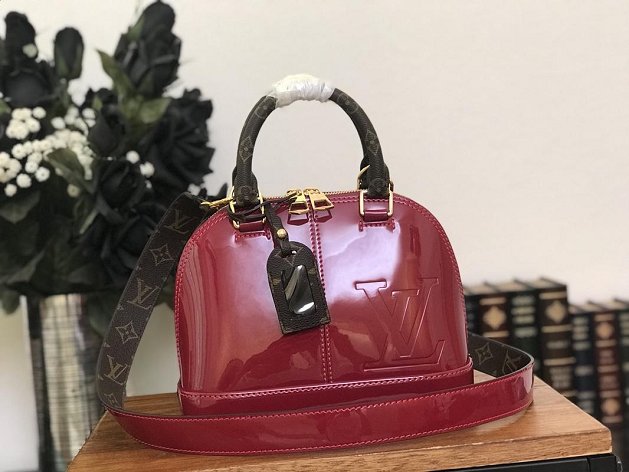 Louis vuitton original vernis leather alma BB M54785 burgundy