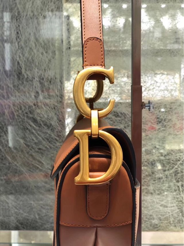 2019 Dior original calfskin saddle bag M0446 caramel