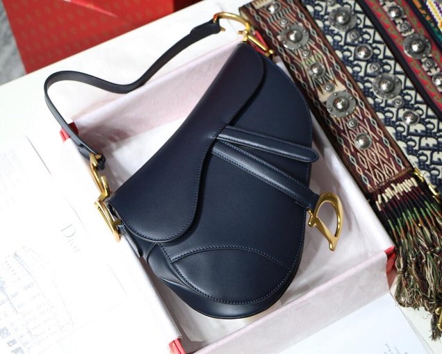 2019 Dior original calfskin saddle bag M0446 navy blue