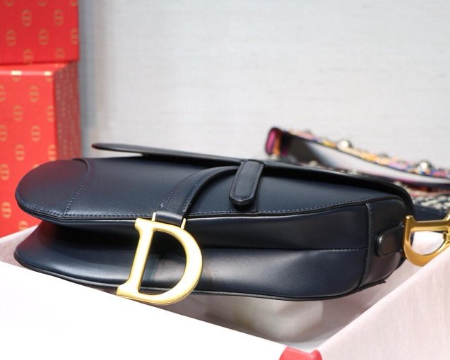 2019 Dior original calfskin saddle bag M0446 navy blue