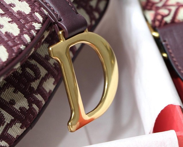 2019 Dior original canvas saddle bag M0446 burgundy