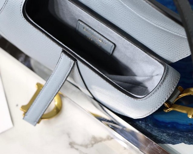 2019 Dior original grained calfskin mini saddle bag M0447 light blue