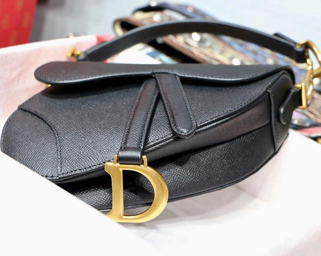 2019 Dior original grained calfskin saddle bag M0446 black