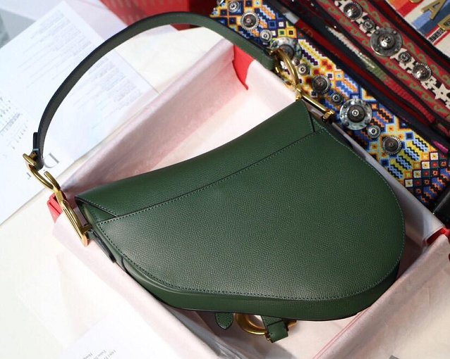 2019 Dior original grained calfskin saddle bag M0446 green