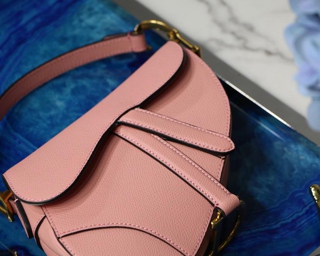2019 Dior original grained calfskin saddle bag M0446 pink