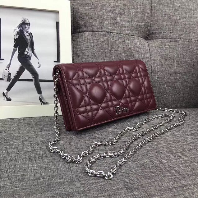 2019 Lady dior original lambskin clutch S0205 bordeaux