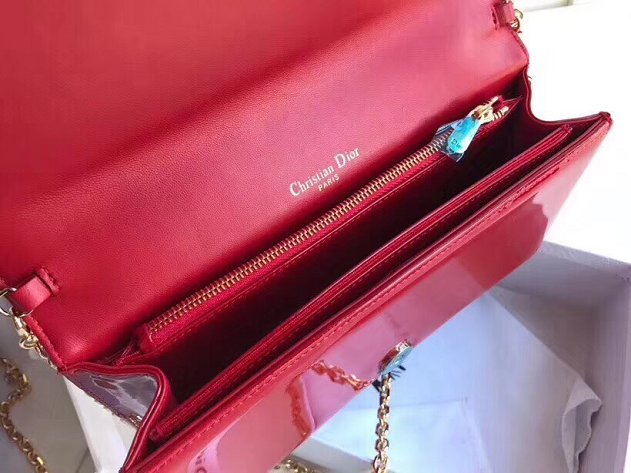 2019 Lady dior original patent calfskin clutch S0204 red