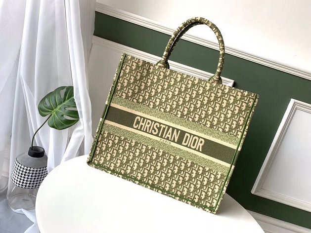 Dior original canvas book tote oblique bag M1286 green