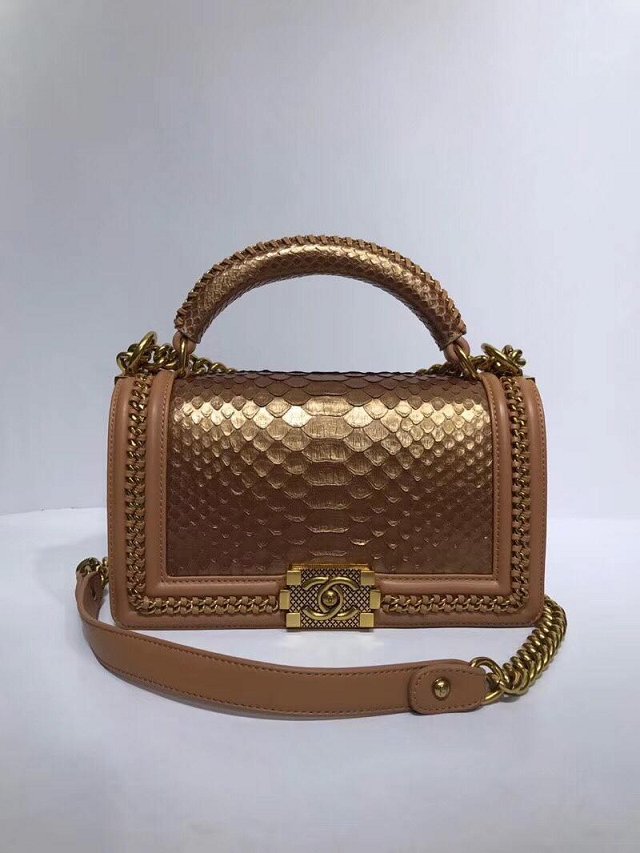 CC original python leather medium le boy handbag A94804 brozen