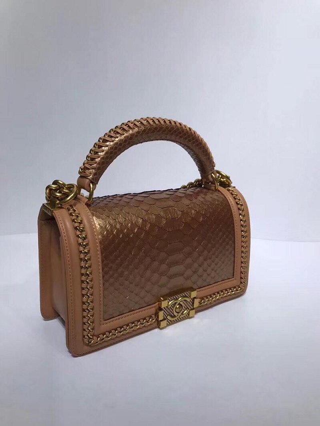 CC original python leather medium le boy handbag A94804 brozen