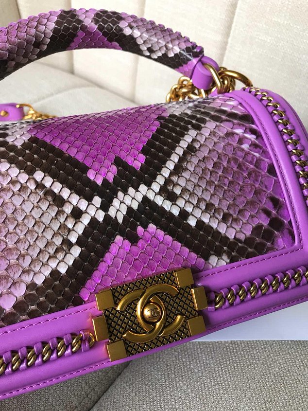 CC original python leather medium le boy handbag A94804 purple