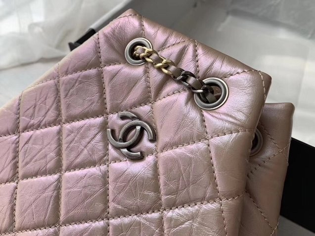 2019 CC original Iridescent aged calfskin gabrielle backpack A94485 light pink 