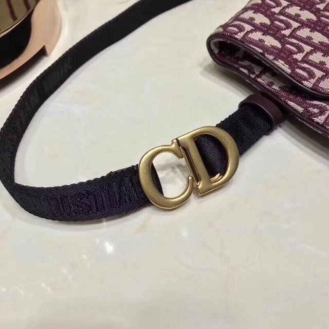 2019 Dior original canvas saddle belt bag S5632 burgundy