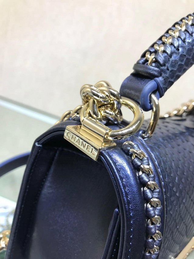 CC original python leather le boy handbag A94804 blue