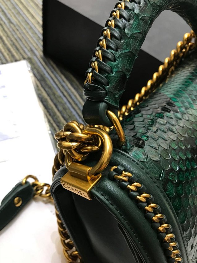 CC original python leather le boy handbag A94804 green