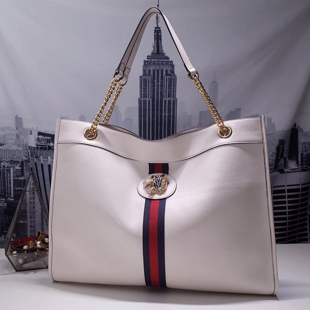 201 GG original calfskin rajah large tote bag 537219 white