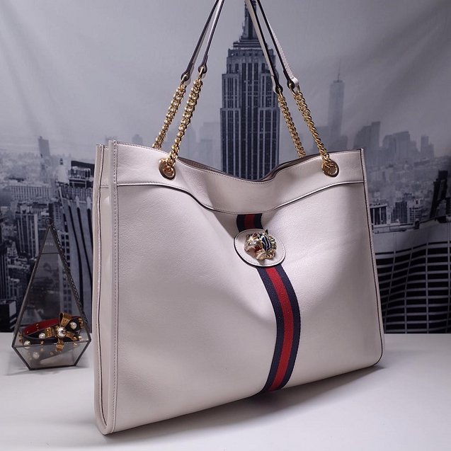 201 GG original calfskin rajah large tote bag 537219 white