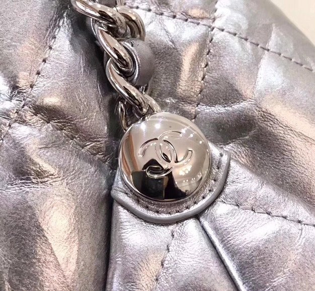 2019 CC original aged calfskin shopping bag A91977 silver