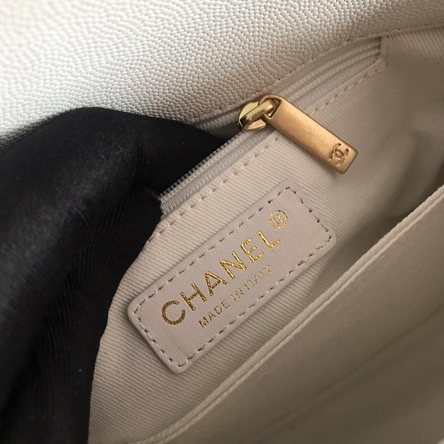 2019 CC original grained calfskin small coco handle bag A92990 white