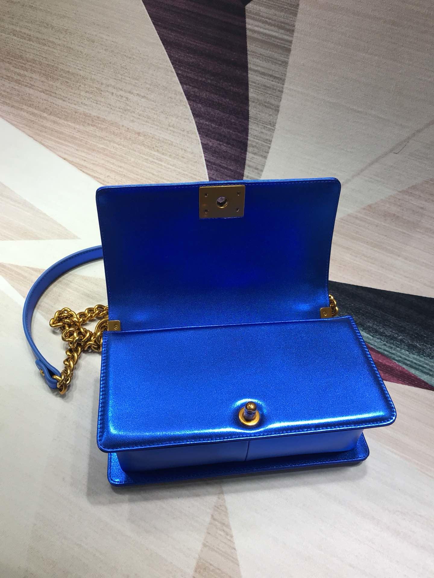 CC original python leather medium boy handbag A94804 blue