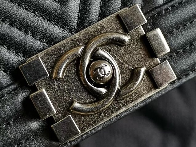CC original handmade calfskin medium boy handbag HA67086-3 black