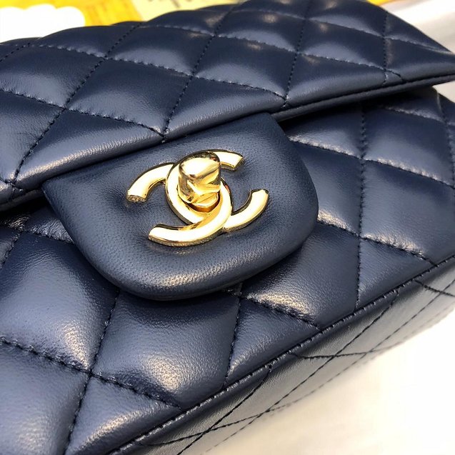 CC original handmade lambskin mini flap bag HA69900 navy blue