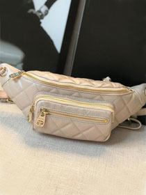 2019 CC original Iridescent grained calfskin waist bag AS0556 apricot