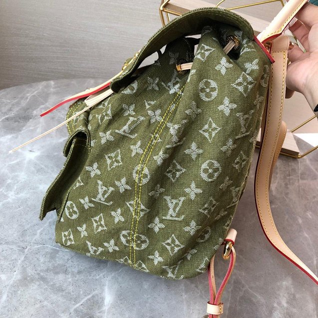 2020 Louis vuitton original denim backpack M44460 green