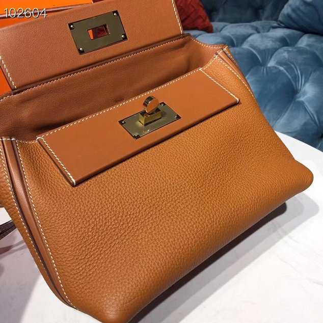 Hermes togo leather small kelly 2424 bag H03698 caramel
