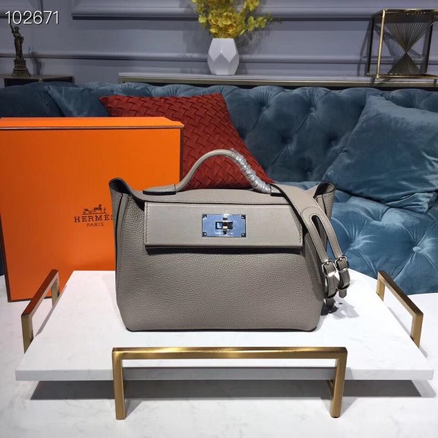 Hermes togo leather small kelly 2424 bag H03698 grey