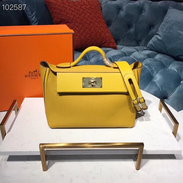 Hermes togo leather small kelly 2424 bag H03698 yellow