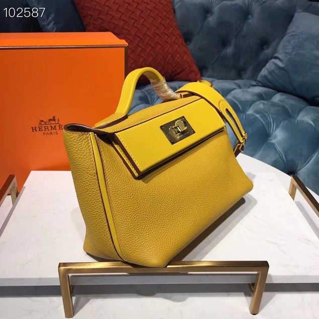 Hermes togo leather small kelly 2424 bag H03698 yellow