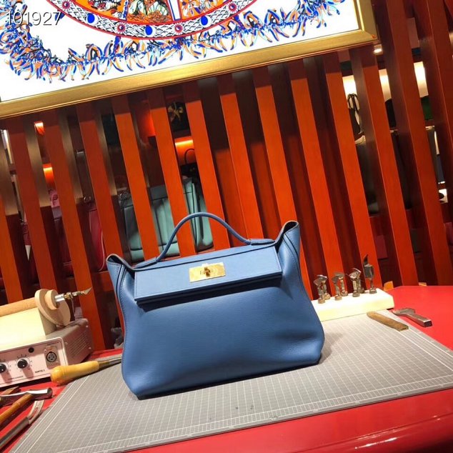 Hermes togo leather kelly 2424 bag H03699 blue