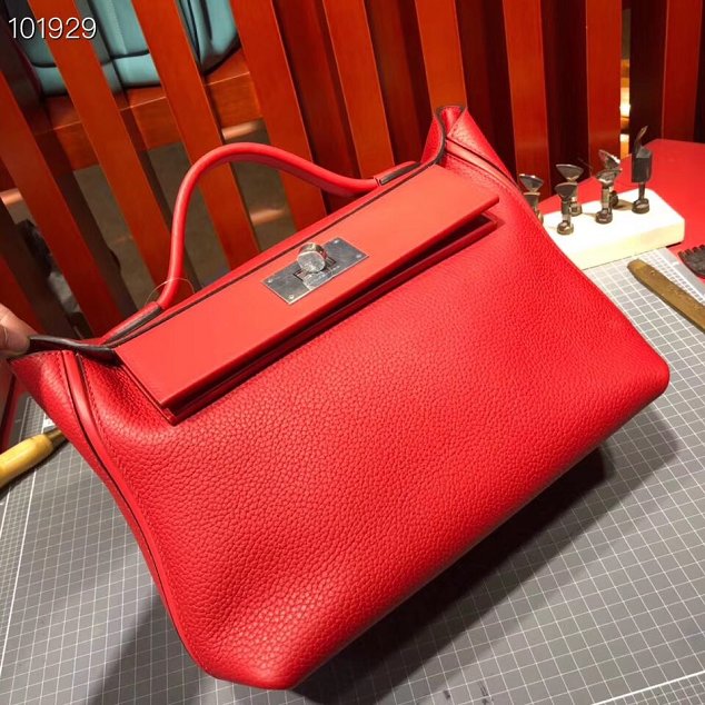 Hermes togo leather small kelly 2424 bag H03698 red